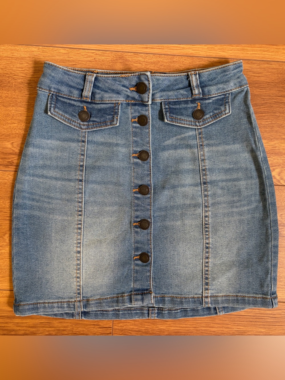 SO Blue Button Down Denim Skirt 0